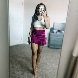 Dark Plum Frill Hem Pull on skirt Sz M